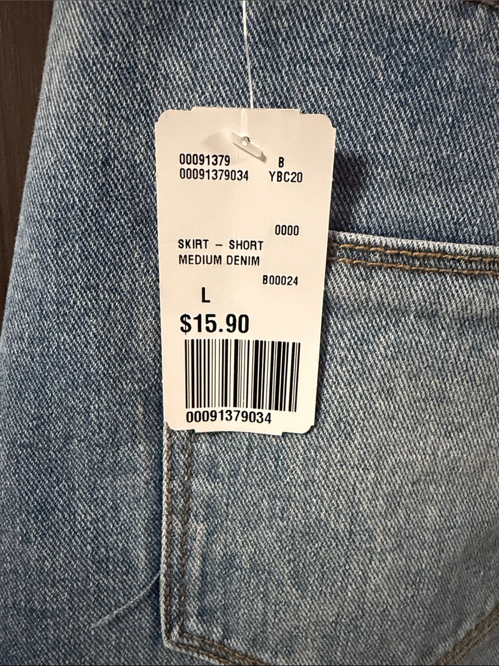 Forever 21 Light Wash Denim‎ Skirt with Orange Stitching